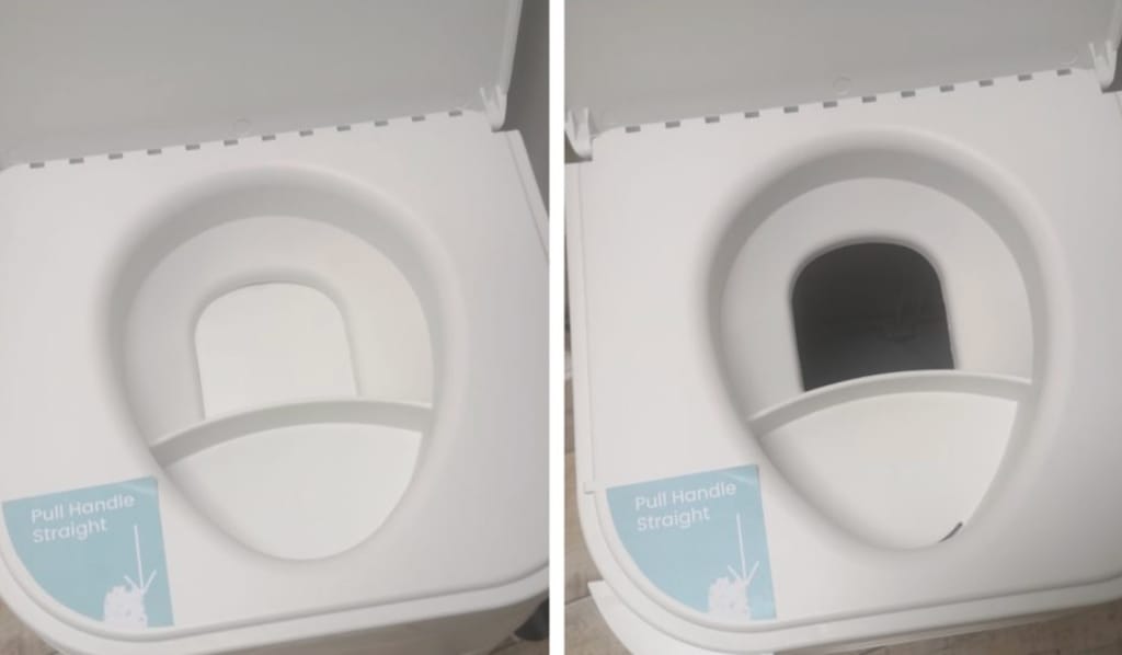 Vergleich von zwei Toiletten-Sitzeinsätzen